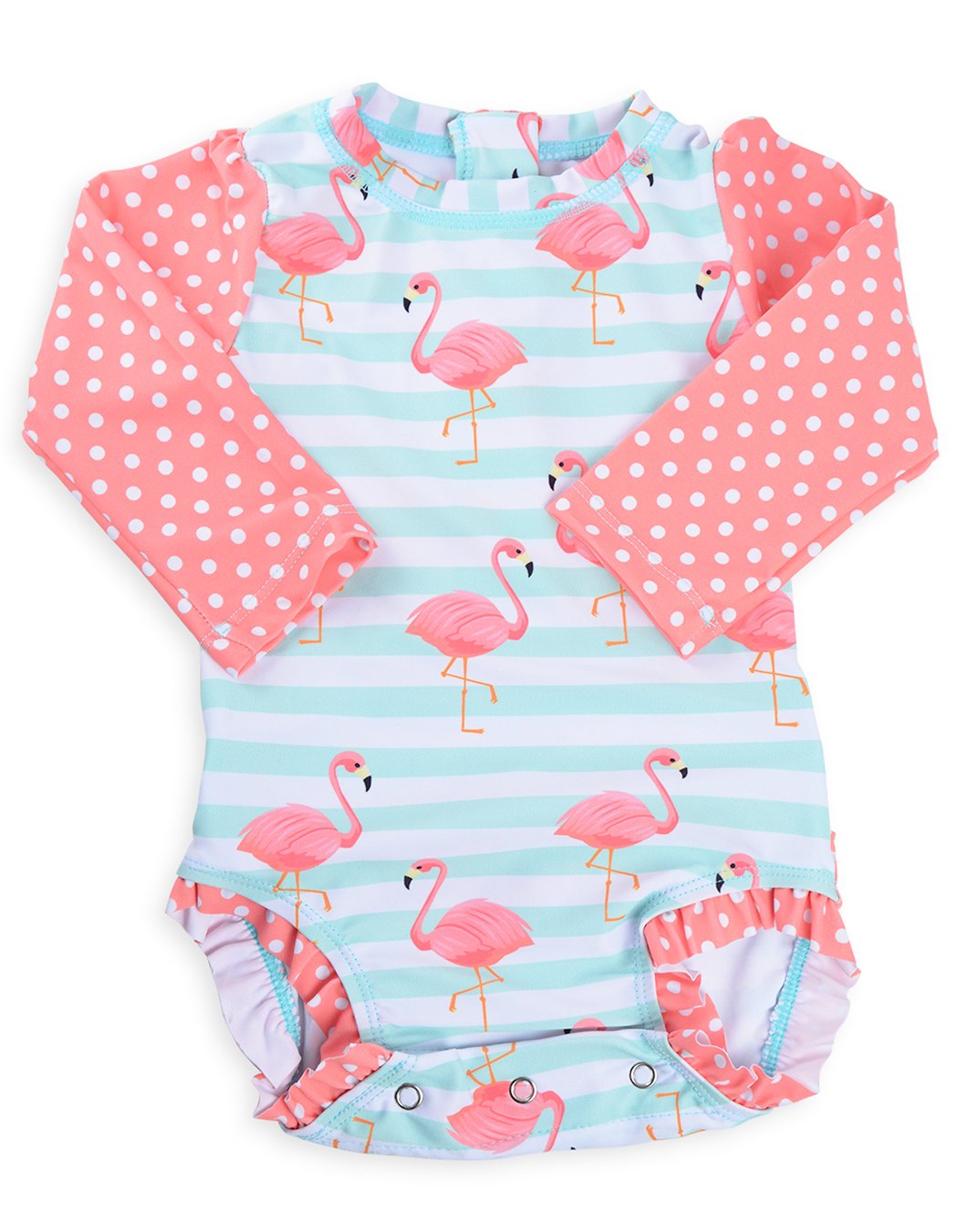Long Sleeve Rash Guard One Piece Swim Suit For Girls | Baby Toddler Girl Swim Suit With Uv40 Sun Protection (18-24 Months, Flami