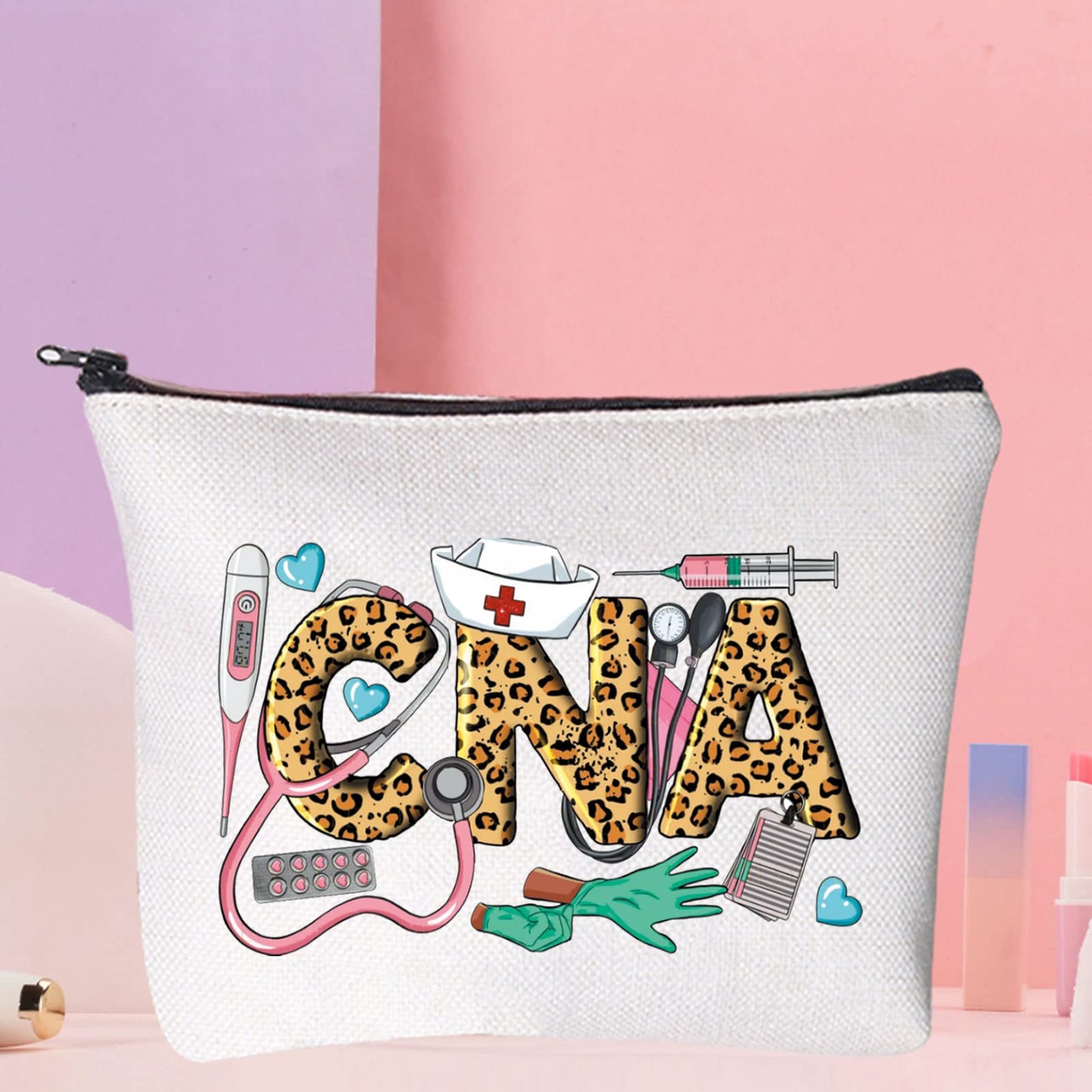 Wzmpa Cna Certified Nursing Assistant Cosmetic Makeup Bag Cna Nursing Graduation Gifts Zipper Pouch Bag For Cna Students Graduat