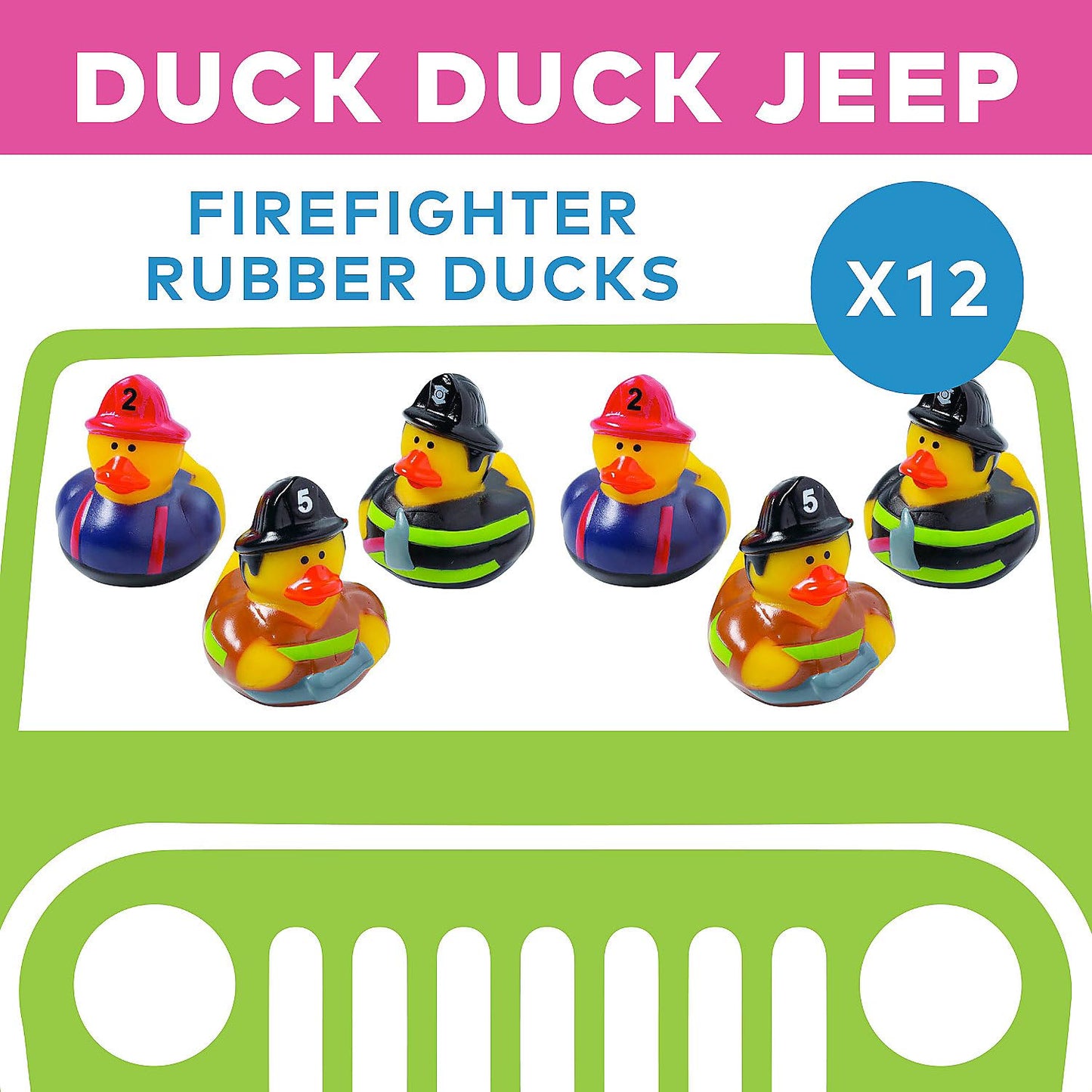 Fun Express Firefighter Rubber Duckies (Set of 12 Ducks) Fire Party Favors and Supplies
