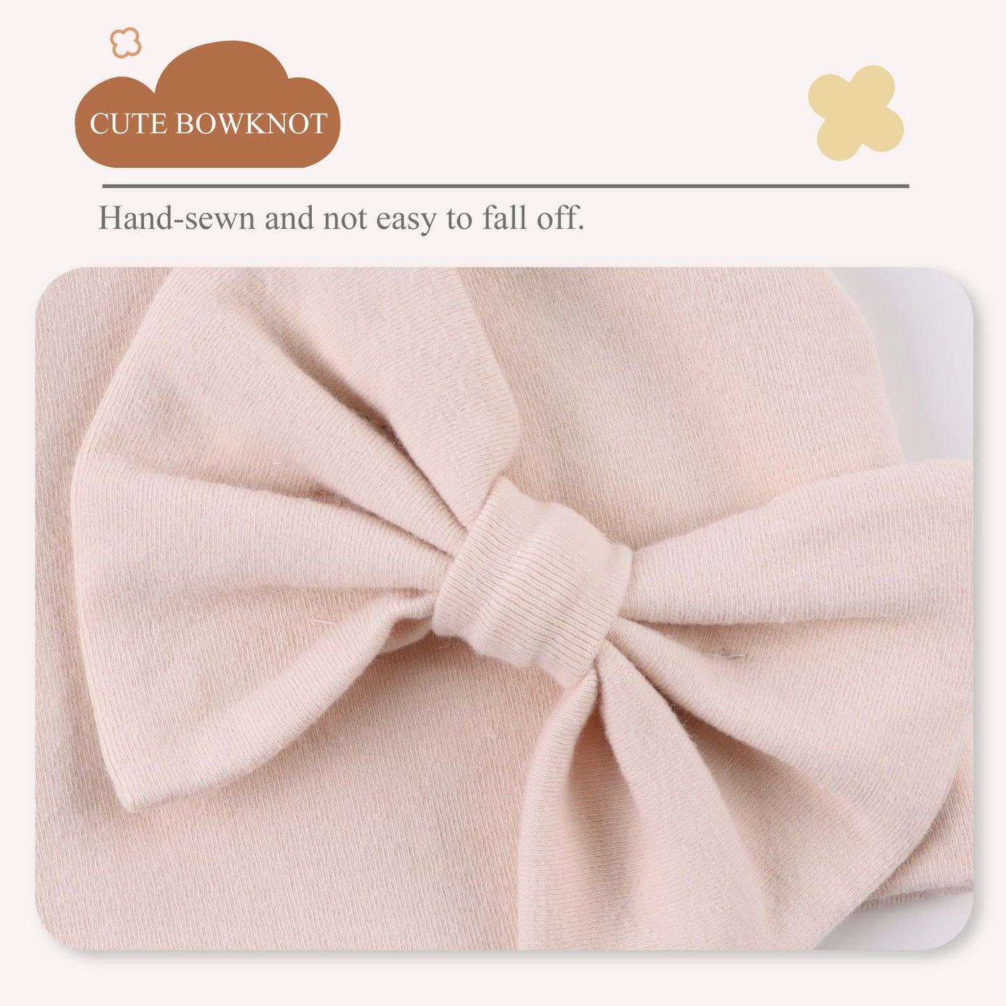 Newborn Baby Girl Hat Cotton Baby Bow Beanie Preemie Hats Spring Infant Hats For Girls 0-12 Months (4Pack-E, Preemie)