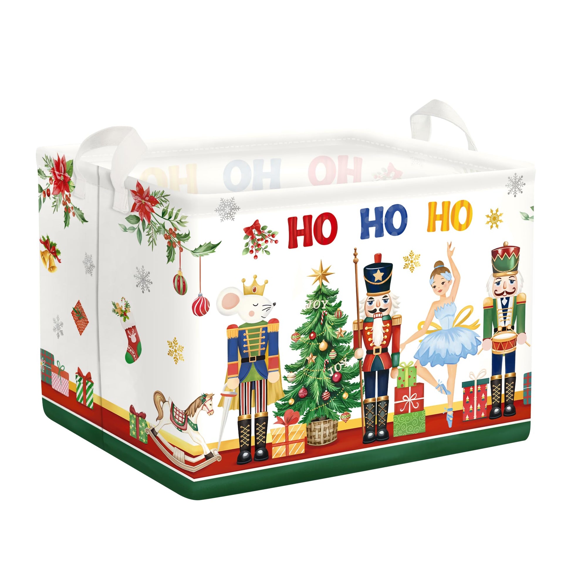 HUUMONSS Cartoon Christmas Gift Basket Christmas Tree Shelf Toy Storage Box Collapsible Baby Nursery Hamper, Snowflake, 36L
