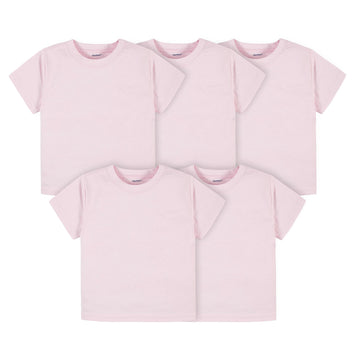 Gerber Baby Toddler 5-Pack Solid Short Sleeve T-Shirts Jersey 160 Gsm, Light Pink, 3T