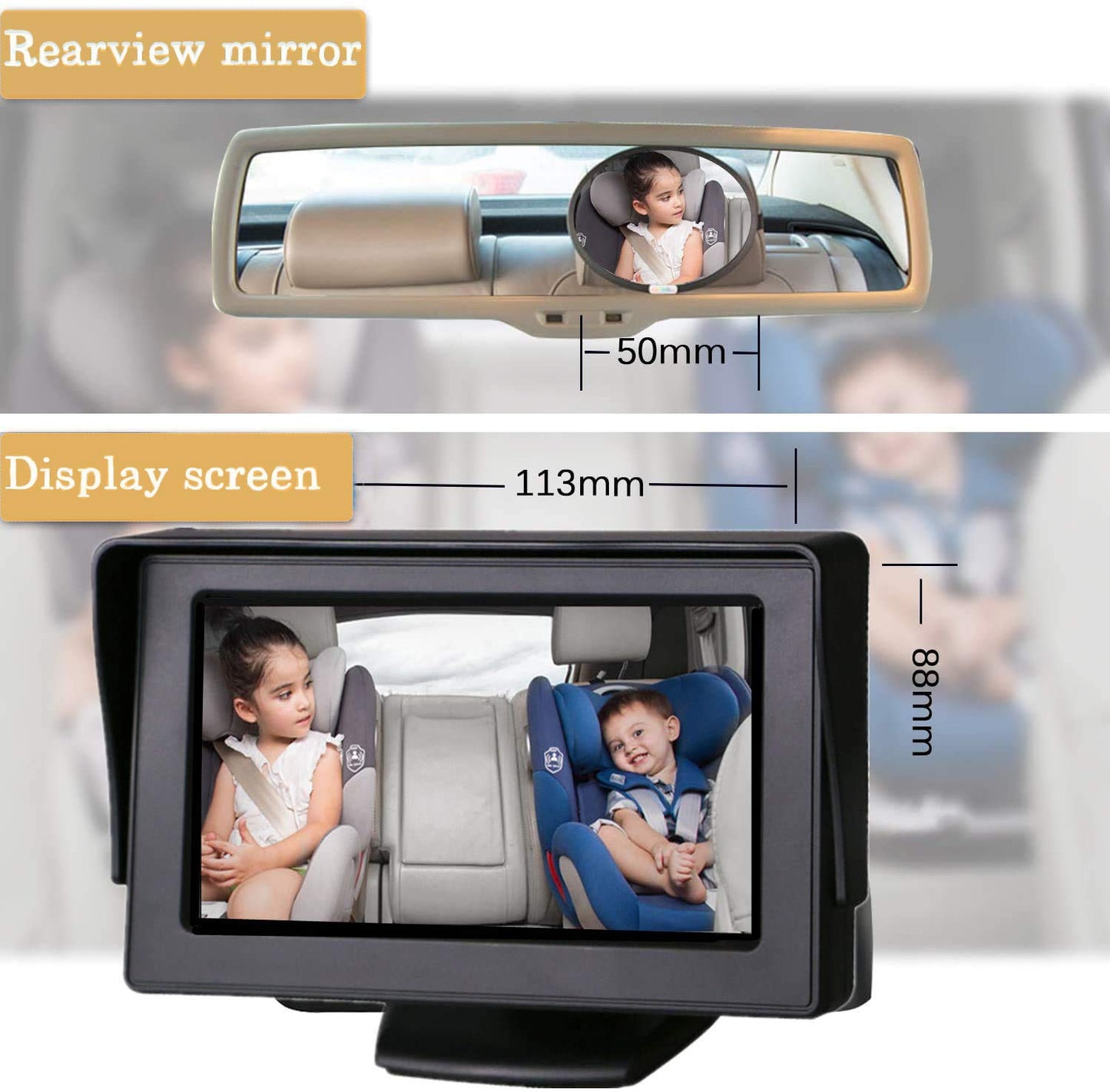 Itomoro Baby Car Mirror, View Infant In Rear Facing Seat With Wide Crystal Clear View,Camera Aimed At Baby-Easily To Observe The