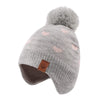 Jangannsa Knitted Baby Hat Scarf Set Winter Warm Boys Girls Beanie Fleece Lining Toddler Kids Hats With Pompom (Gray Heart Hat,L