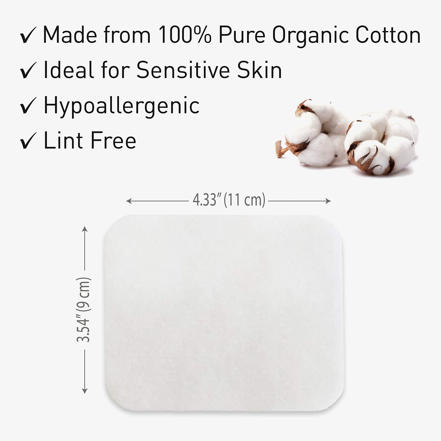 Destalya Baby Cotton Pads For Diaper Change | Large Cotton Squares For Sensitive Skin | Disposable Cleansing Wipes | Soft Washcl