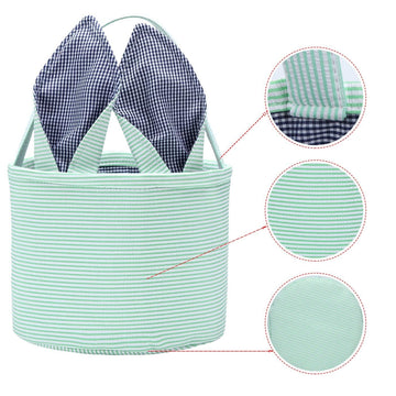 Easter Basket Easter Egg Hunting Basket Easter Bunny Basket Candy Egg Basket Gift Buckets Seersucker Egg Basket Bags For,Persona