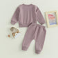 Baby Girl Clothes Winter Sets Fall Crewneck Sweatshirt Pocket Pants Solid Color Outfits Infant Toddler Girls Suit (Solid Purple,