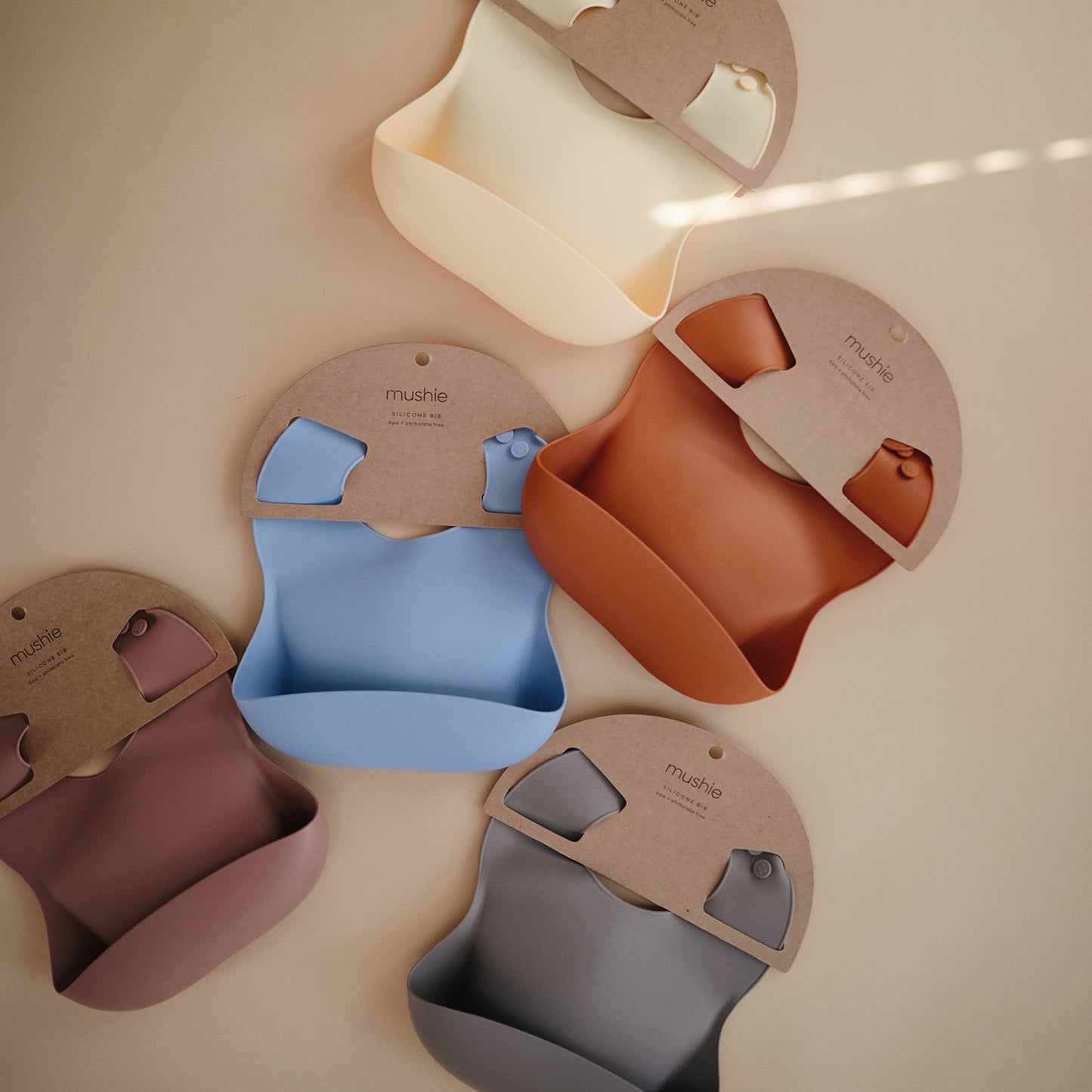 Mushie Silicone Baby Bib | Adjustable Fit Waterproof Bibs (Dove Gray)