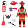 Hapnbcele Firefighter Costume For Kids Fire Fighter Costume Dress Up Set With Hat Jacket Pants Badge Belt Axe Fire Extinguisher
