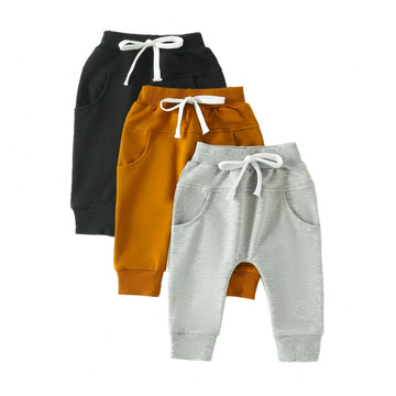 Yoawdats Baby Boys' 3-Pack Pull-On Jogger Pants Knit Pants Classic Fit Elastic Waist Kids Toddler Pants Multipacks Long Pants Bl
