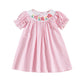 Aopwsrlyi Toddler Baby Girl Easter Outfit Cute Bunny Embroidery Smocked Bubble Romper Dress Puff Short Sleeves Bodysuit, Pink Dr