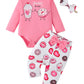 Baby Girl Clothes Gifts Outfits Spring Fall Winter Long Sleeve Romper And Pant Set Pink Cake/Donut 18-24 Months