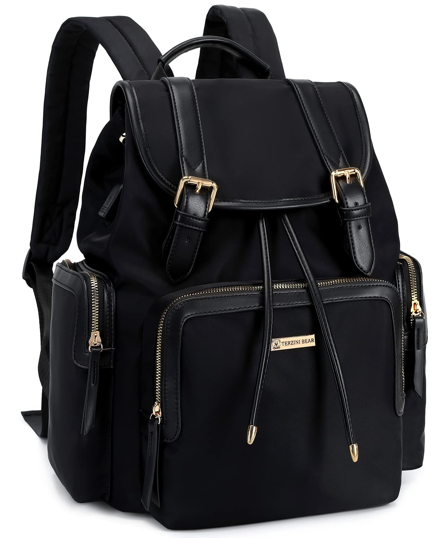 Terzini Bear Diaper Bag Backpack, Multifunction Diaper Bags for Baby with USB Charging Port,Stroller Hook,Changing mat(Black)