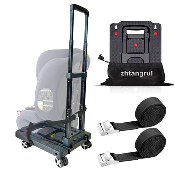 Car Seat Dolly for Airport - CarSeat Roller Cart Wheels for Airplane - Car Seat Travel Cart Carrier with Straps Trolley Foldable