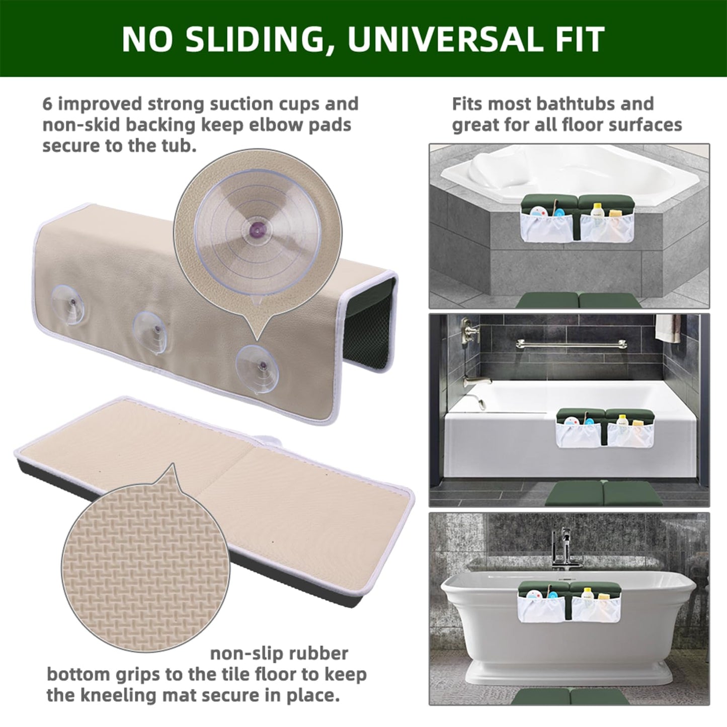 Bath Kneeler And Elbow Rest Set Baby Bath Kneeling Pad, Thick Anti-Slip Bathing Kneeling Mat Cushion Quick Drying Bathtub Knee S