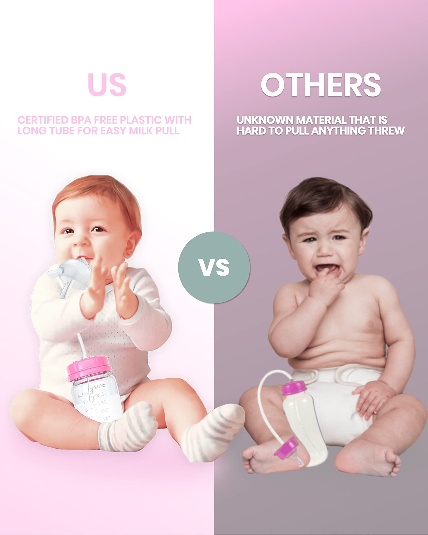 Skywin Self Feeding Baby Bottle 8oz Bottle Holder for Baby - 2 Pack Baby Bottle with Straw, Anti Colic, for Convenient Feeding (