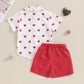 Lesimsam Toddler Baby Boy Valentine'S Day Outfits Button Up Short Sleeve Shirt And Shorts Set 2Pcs Valentines Day Clothes(B-Whit