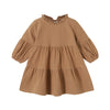 Swnone Toddler Kids Baby Girl Dress Lantern Long Sleeve Solid Color Casual Dresses Girls Fall Winter Outfit Clothes (5-6X, Khaki