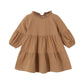 Toddler Kids Baby Girl Dress Lantern Long Sleeve Solid Color Casual Dresses Girls Fall Winter Outfit Clothes (18-24 Months, Khak