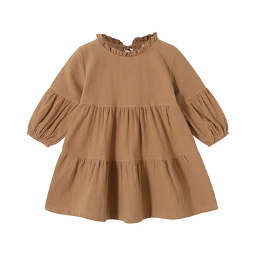 Toddler Kids Baby Girl Dress Lantern Long Sleeve Solid Color Casual Dresses Girls Fall Winter Outfit Clothes (18-24 Months, Khak