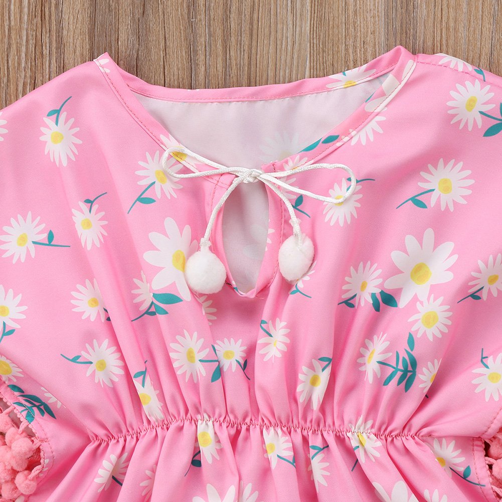 Douhoow Toddler Baby Girls Swim Cover-Up Beach Sundress Summer Poncho Rash Guards (Pink, 2-3T)
