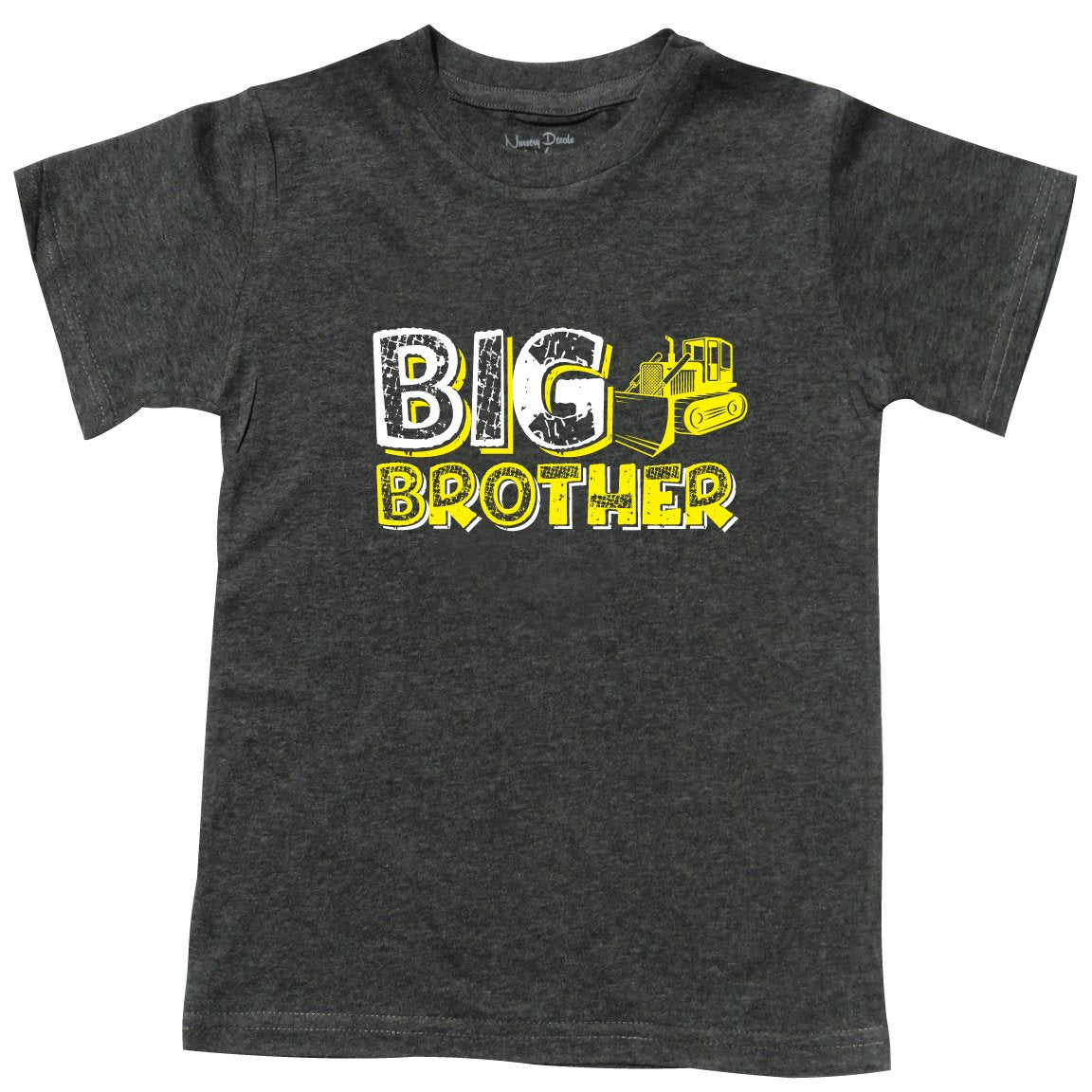 Big Brother Shirt for Toddler, Bulldozer T-Shirt, Gray Size 4