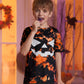 Halloween Girls Orange Tie Dye Pumpkin Face Jack O' Lantern Tee Round Neck Funny Tshirt 12 Years
