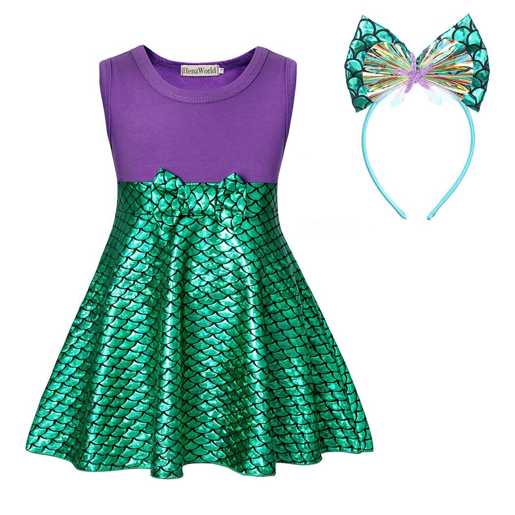 HenzWorld Princess Mermaid Costume Dress up Clothes for Little Girls Kids Halloween Costume Role Play Fancy Party Birthday Outfi