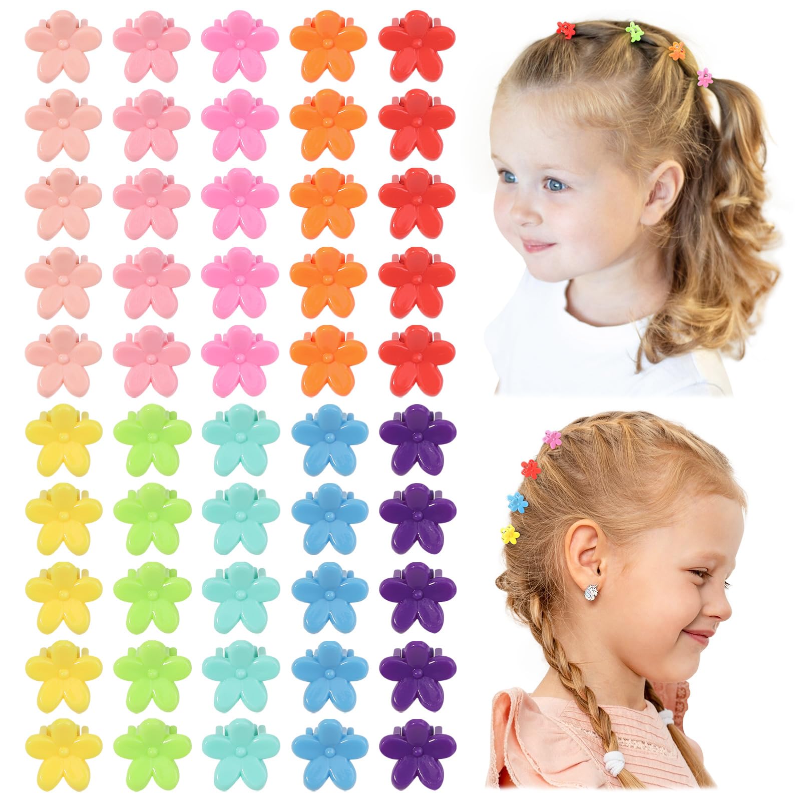 Choicbaby 50Pcs Baby Hair Clips For Girls 10 Different Variety Of Colors Cute Baby Hair Accessories Mini Flower Hair Clip For In