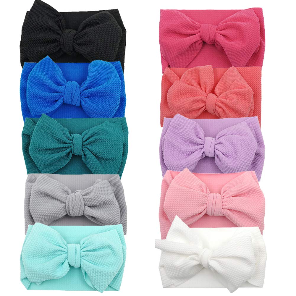 Baby Girl Bow Headbands Newborn Hairband Baby Turban Knotted Elastic Headwrap For Toddler Hair Accessories (Aa07-10Pcs)