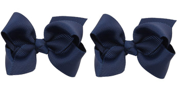Zoonai 3 Inch Baby Girl Hair Bows Boutique Hair Clip Teens Toddlers Hairpin Headwear - Set Of 2 (Navy)