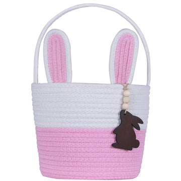 Easter Basket, Empty Easter Baskets for Kids Boys Girls with Bunny Tag Egg Basket Eater Gifts Basket Toddler Teens Babys First E