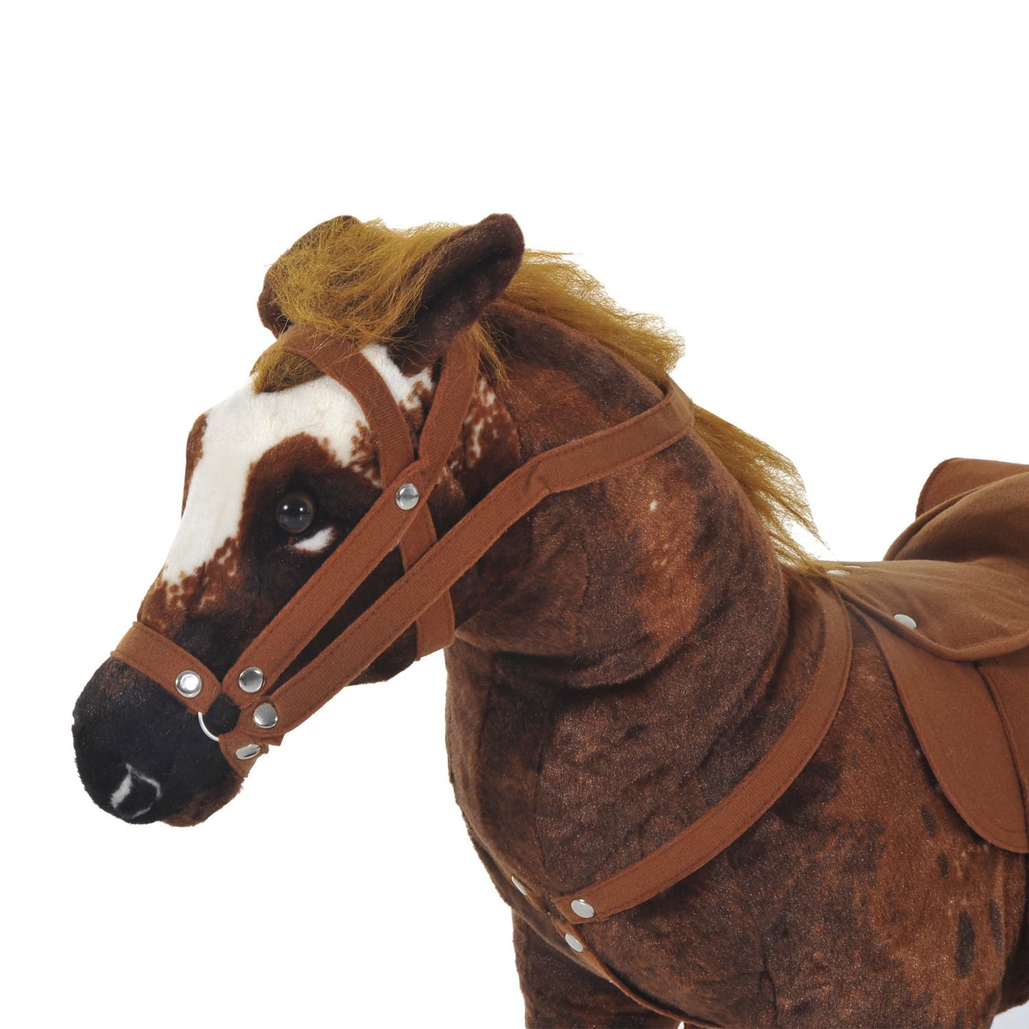 Qaba Sound-Making Ride On Horse for Toddlers 3-5, with Neighing and Galloping Sound, Stuffed Animal Horse Toy for Kids with Padd