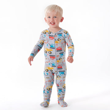 Gerber Unisex Baby Toddler Buttery Soft Snug Fit Footed Pajamas With Viscose Made From Eucalyptus, Construction, 18 Months