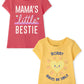 The Children'S Place Baby Toddler Girls Short Sleeve Graphic T-Shirt 2-Pack, Mama'S Little Bestie/Mommy Makes Me Smile, 4T