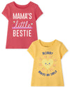 The Children'S Place Baby Toddler Girls Short Sleeve Graphic T-Shirt 2-Pack, Mama'S Little Bestie/Mommy Makes Me Smile, 5T
