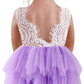 2Bunnies Girl Peony Lace Back A-Line Tiered Tutu Tulle Flower Girl Dress (Purple Sleeveless Short, 4T)