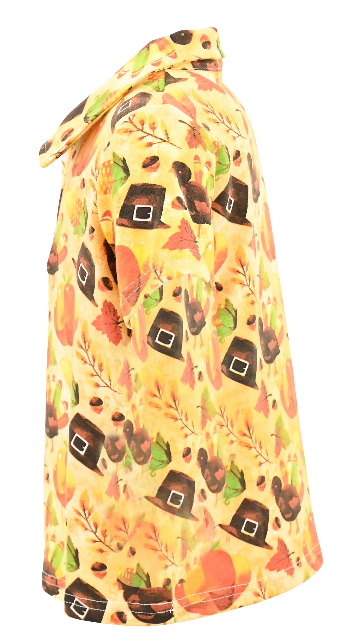 Boys Pumpkin Turkey Print Thanksgiving Collared Polo T Shirt (12Y, Orange)