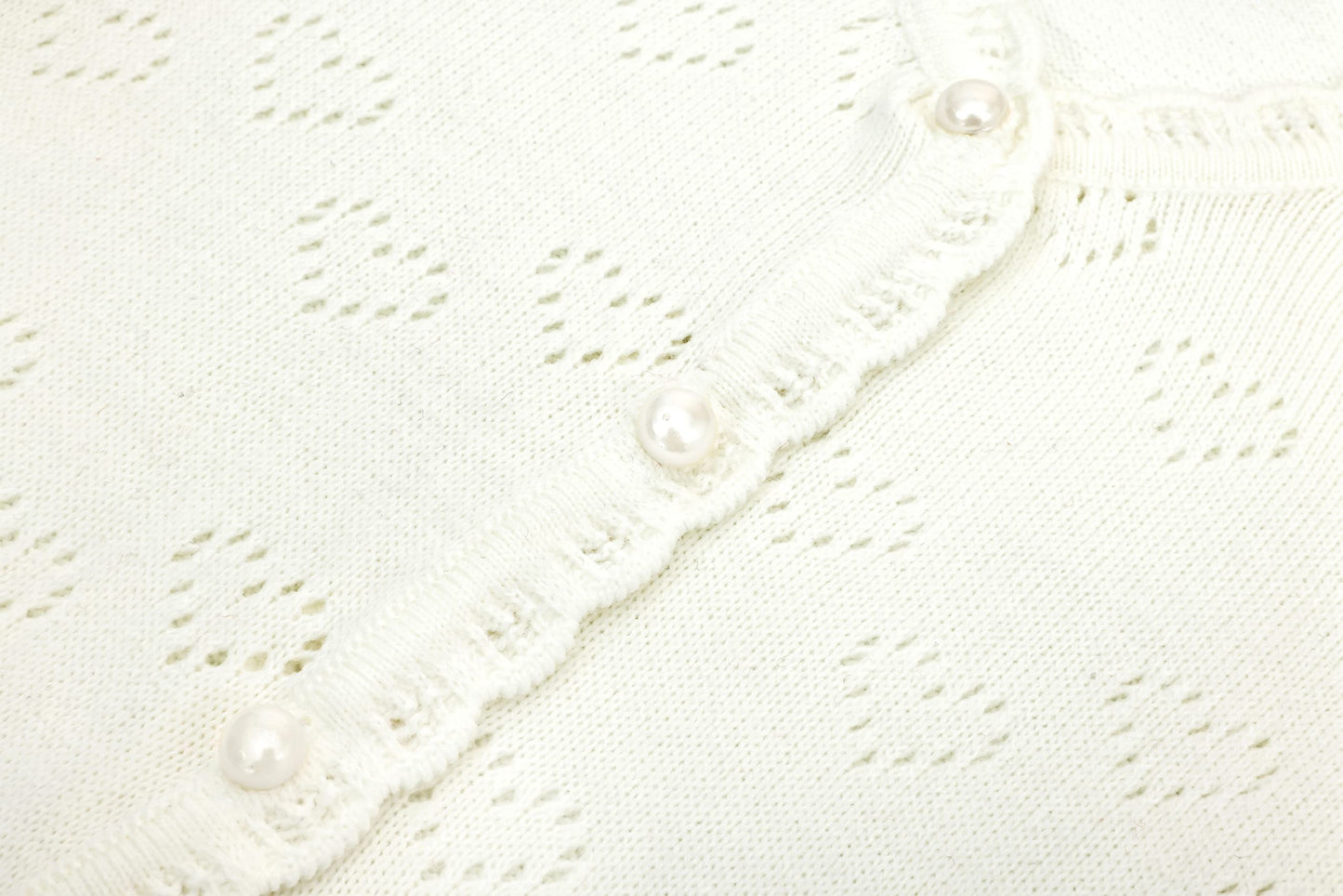 Lilax Baby Girls' Little Hearts Knit Cardigan Sweater (6 Months, Cream)