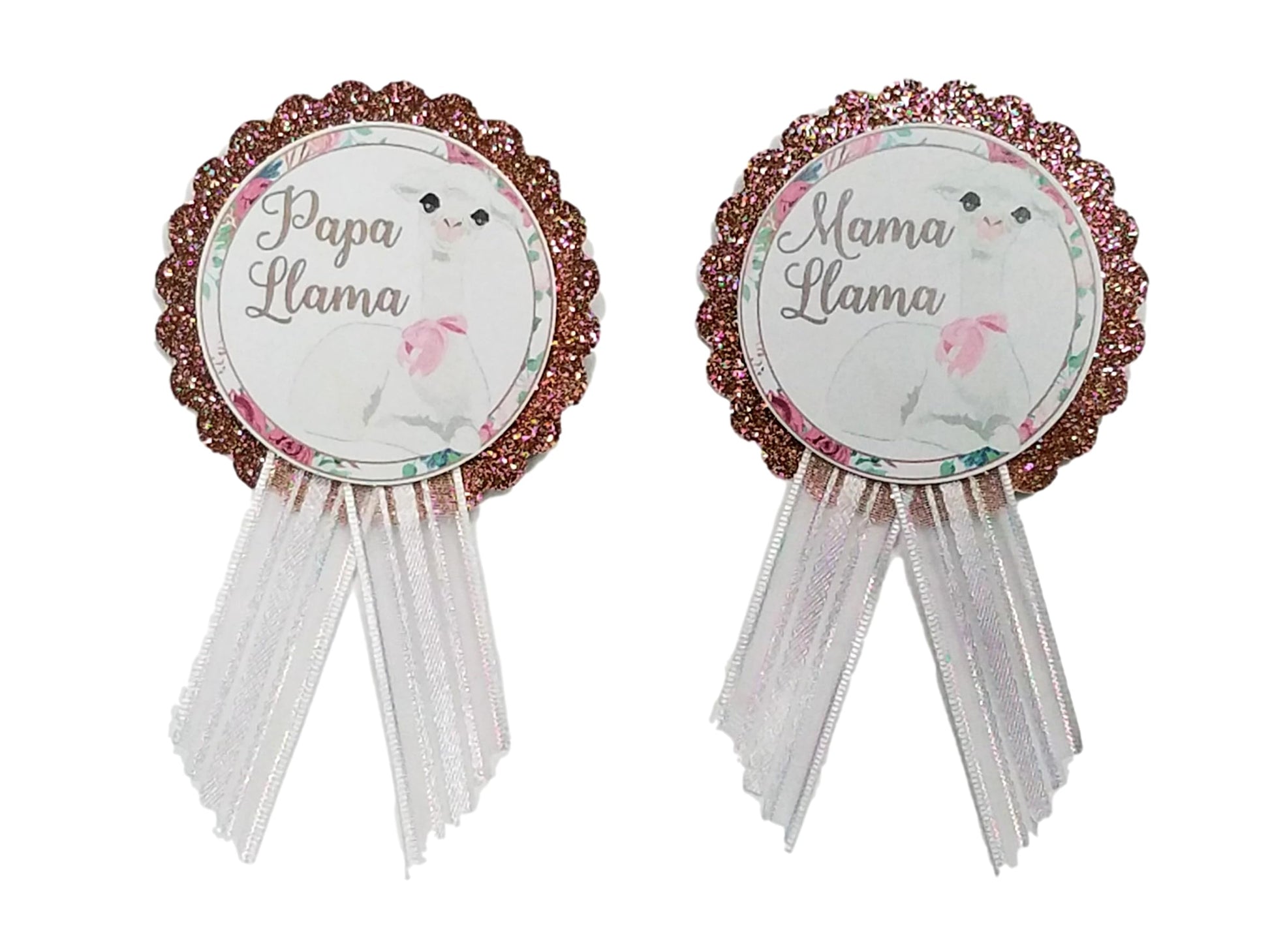 Llama Mama Mommy To Be & Papa Daddy To Be Pin Baby Shower Pin For Parents To Wear, White & Rose Gold Gold, It'S A Girl, It'S A B