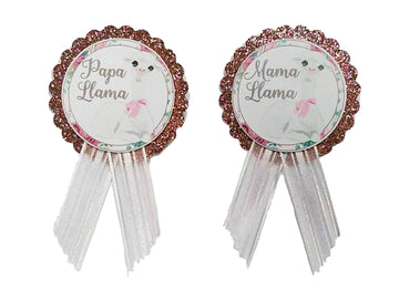 Llama Mama Mommy To Be & Papa Daddy To Be Pin Baby Shower Pin For Parents To Wear, White & Rose Gold Gold, It'S A Girl, It'S A B