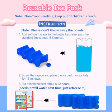 Luxja Reusable Ice Packs For Breastmilk Storage (Pack Of 2), Breastmilk Bottle Ice Packs For Breastfeeding Working Mom, Blue
