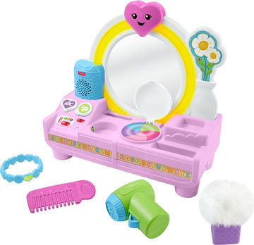 Fisher-Price Baby Toy Lets Get Ready Vanity Laugh & Learn Musical Learning Playset, 4 Accessories for Toddler Pretend Play Ages 