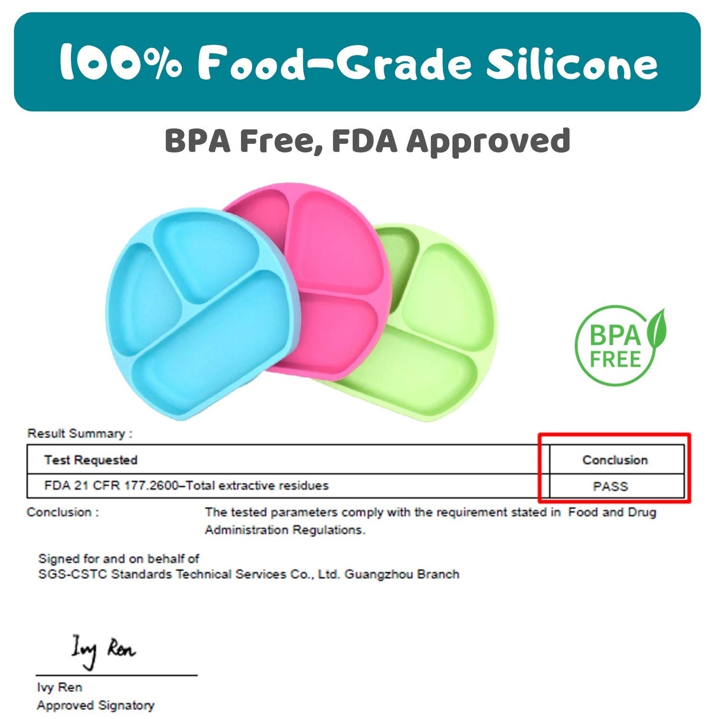 Silikong Suction Plate For Toddlers | Bpa Free, 100% Food-Grade Silicone | Microwave, Dishwasher And Oven Safe | Stay Put Divide