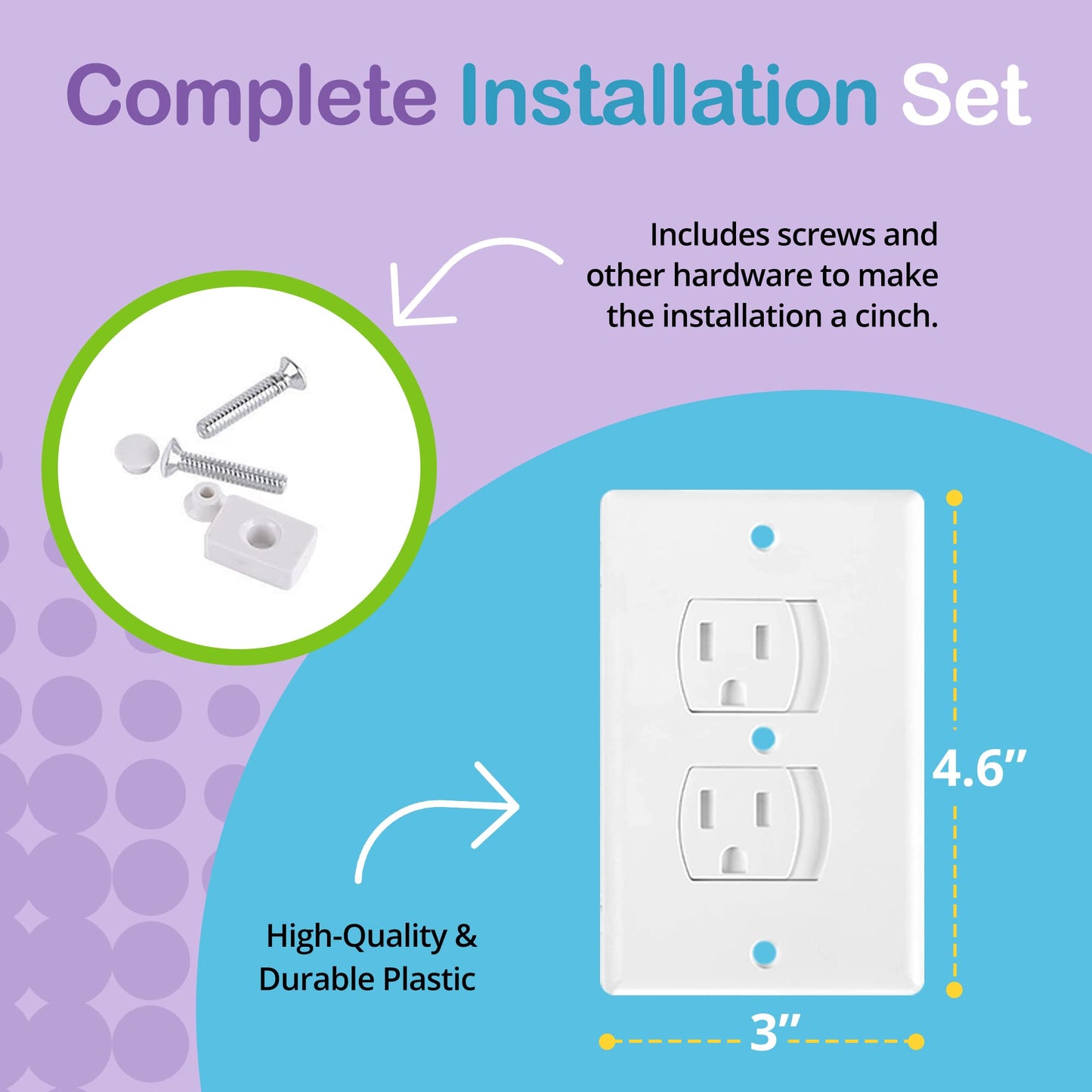 Self-Closing Electrical Wall Outlet Covers For Baby Proofing, Premium Plastic, Standard-Size Child Proof Outlet Cover, 4.6 X 3 I