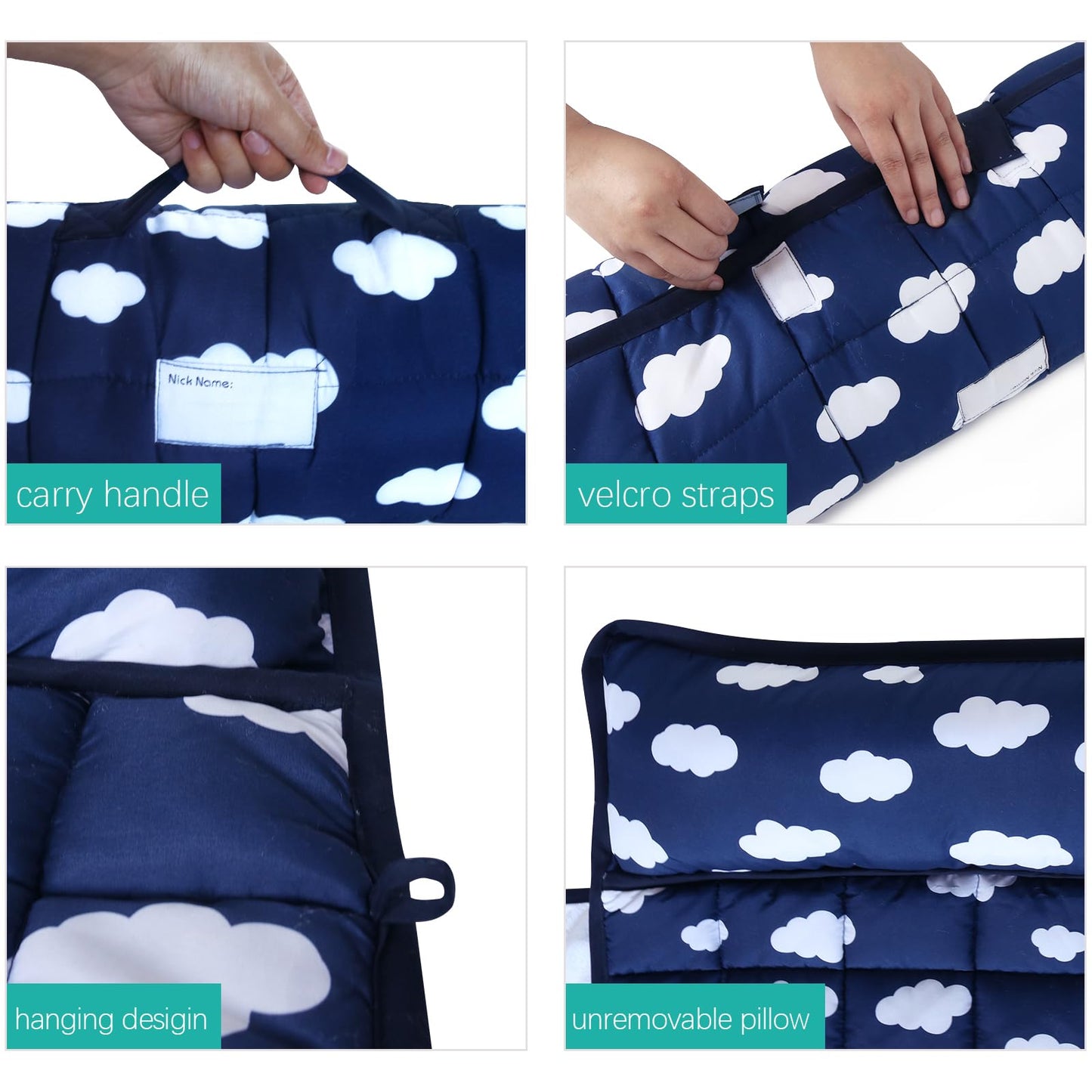 Nap Mat With Pillow And Fleece Blanket For Regalo My Cot/Joovy Travel Cot, Super Soft & Skin Friendly, Perfect Kids Sleeping Mat