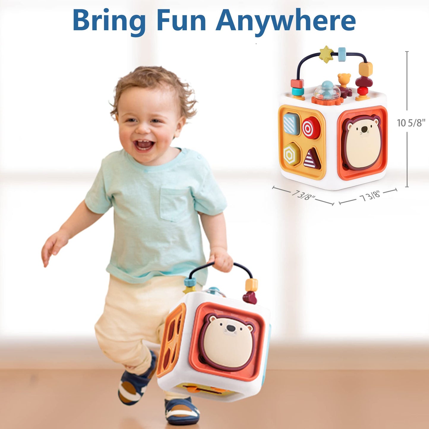 iPlay, iLearn Baby Learning Activity Cube, Montessori Sensory Toys for Toddlers 1-3, Infant Educational Busy Center, Travel Cars