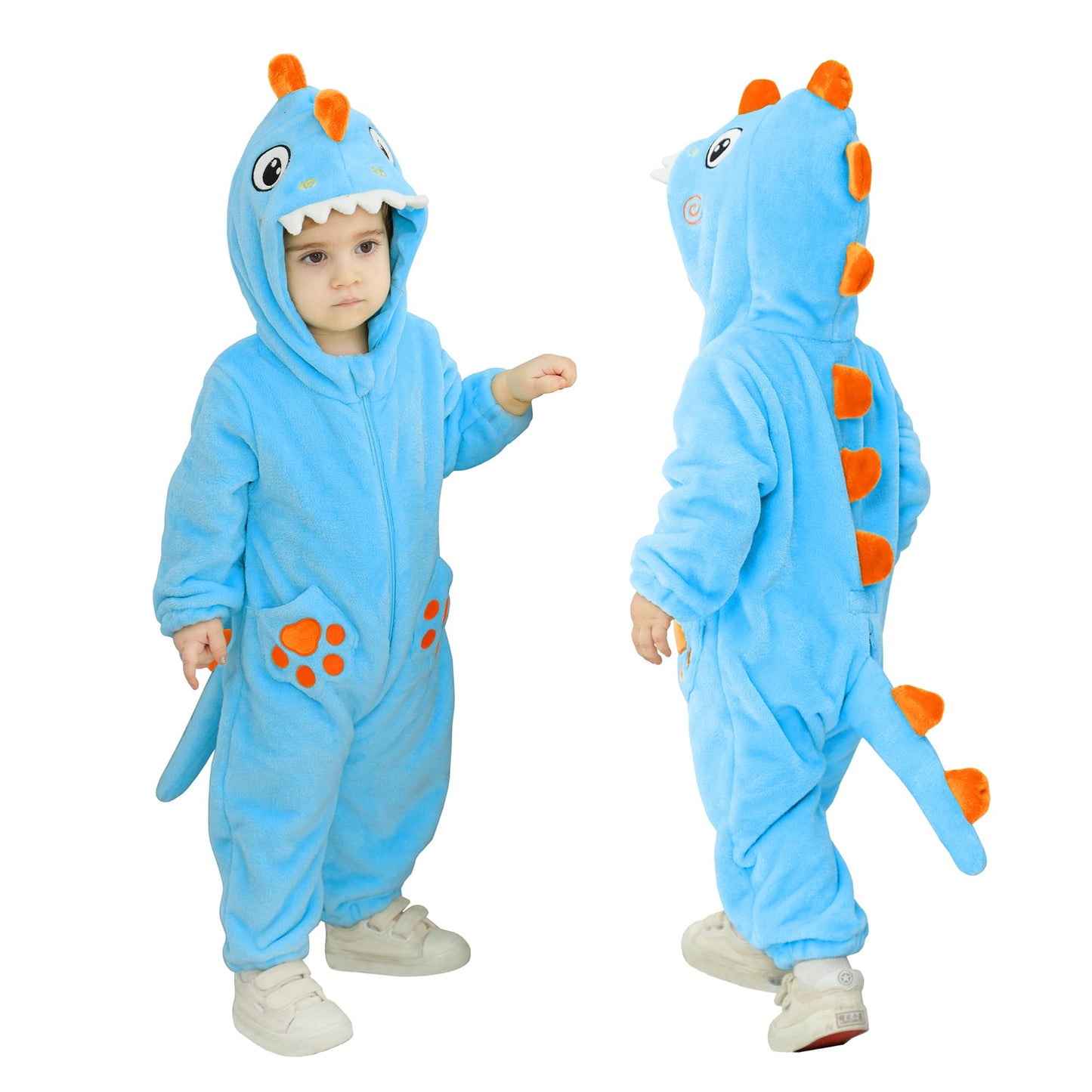 Tonwhar Baby Boy'S Girl'S Animal Bodysuit Infant And Toddler'S Romper Jumpsuit Halloween Costume Partywear(18-24M,Blue Dino)