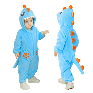 Tonwhar Baby Boy'S Girl'S Animal Bodysuit Infant And Toddler'S Romper Jumpsuit Halloween Costume Partywear(1-3M,Blue Dino)