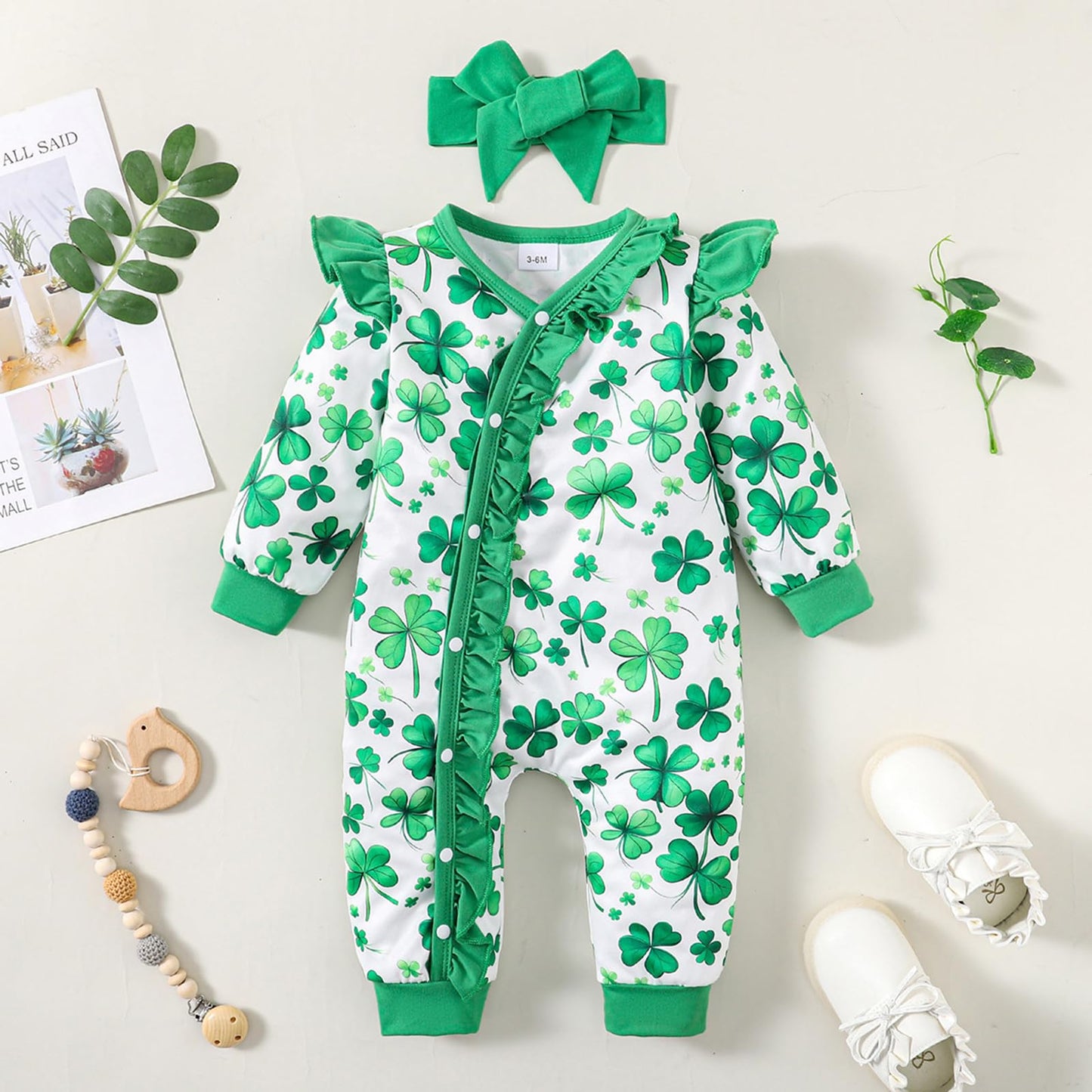 Doisbetthsay Valentines Day Baby Girl Outfit Long Sleeve Heart Print Romper Bodysuit Jumpsuit With Headband Baby Clothes (Shamro